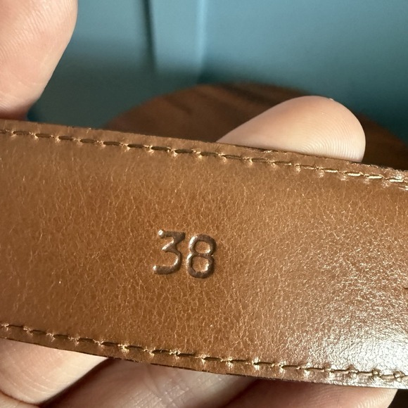 Johnson And Murphy Brown Leather Belt Made USA Men's Size 38 Solid Brass Buckle - Picture 5 of 7